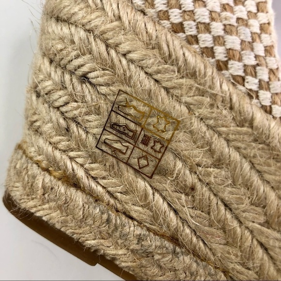 Maypol Anthropologie wedge espadrilles metallic red leather toe woven heel 39 - Picture 7 of 12